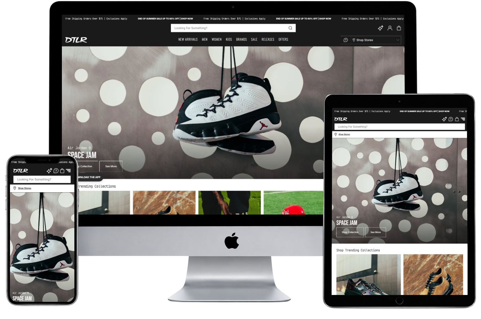 DTLR website shown on desktop, tablet and mobile